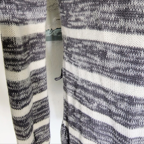 Roxy Open Front Cardigan Size Small 100% Cotton Long Sleeve Striped Sweater - Picture 7 of 10